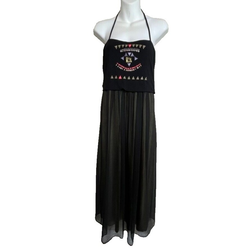 Copine Adorer Halter Dress‎ 42 Tribal Luxe Boho Resort Chic